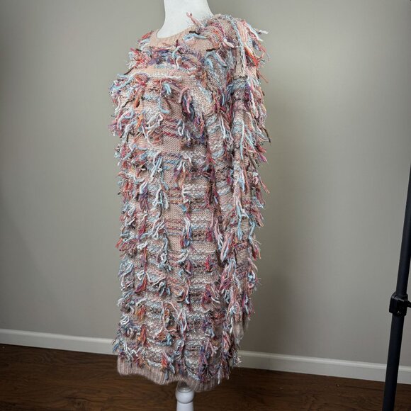 NEW Akira Womens S Dress Multicolor Fringe Knit Sweater Party Cocktail Winter - Picture 3 of 12